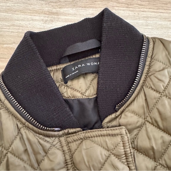 Zara Woman Quilted Olive Puffer Jacket - Picture 6 of 15
